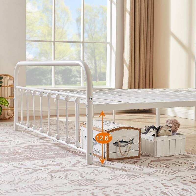 VECELO Metal Bed Frame with Headboard Classic Metal Platform Bed Frame Mattress Foundation with Victorian Style Footboard