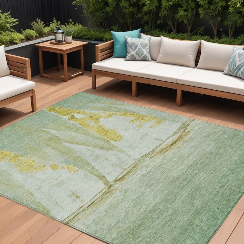 HomeRoots Nautical Transitional Rectangle Outdoor Rug - 10' X 14'