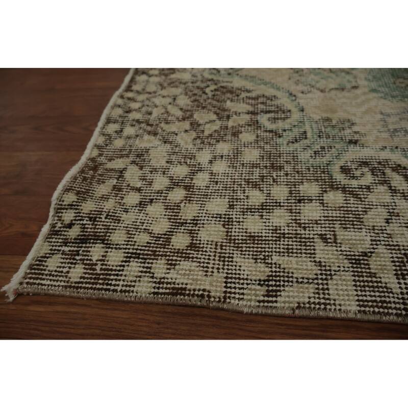 Hand Knotted Oriental 100% Wool Carpet Transitional Floral Beige & Ivories Anatolian Area Rug - 9' 5'' X 5' 9''