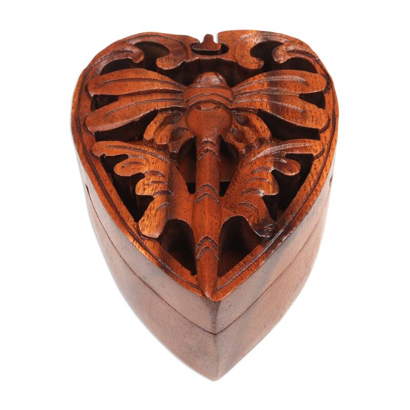 Novica Handmade Tenderness Of A Dragonfly Wood Puzzle Box