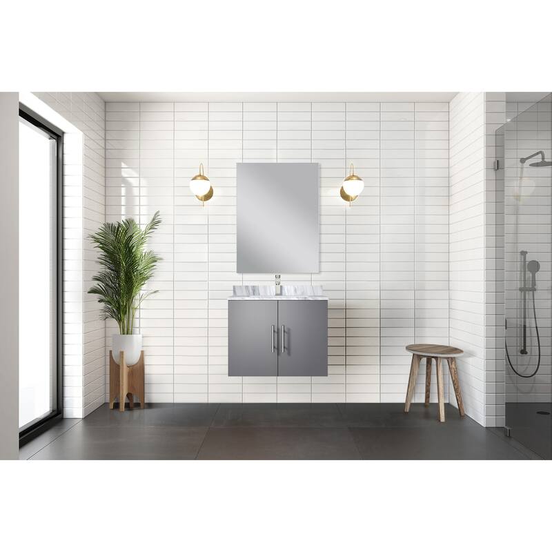 Geneva Bath Vanity with Carrara Marble Top, Sink & Mirror