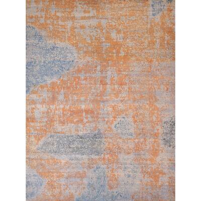 Abstract Modern Area Rug Hand-Knotted Wool Carpet - 6'9" x 8'6"