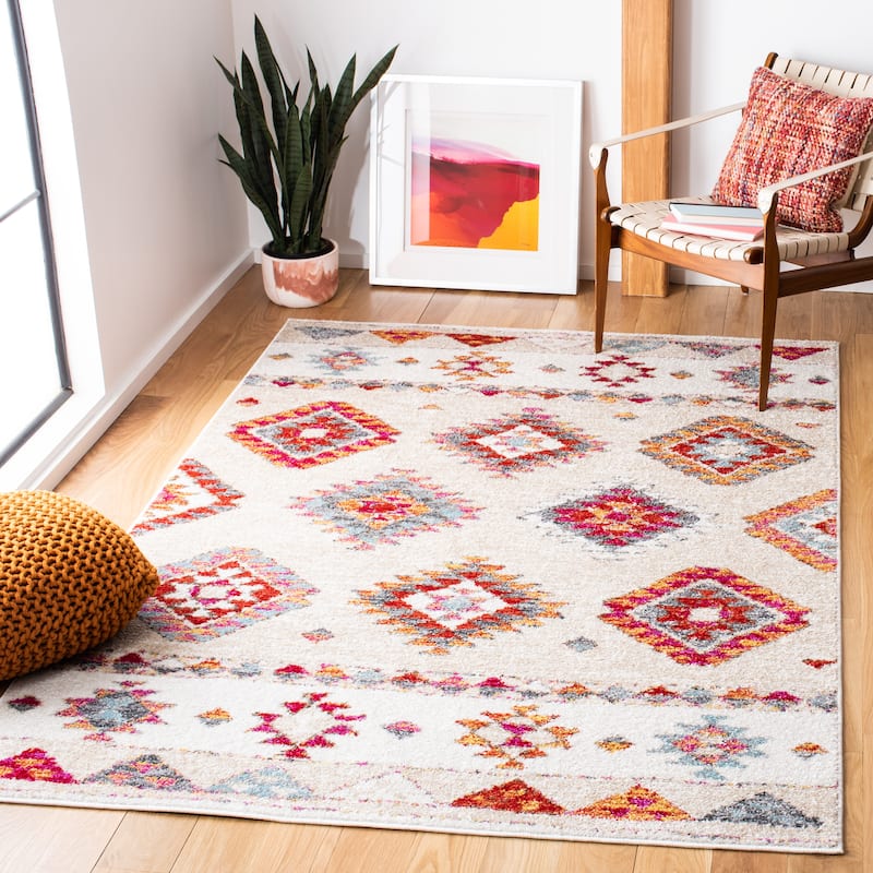 SAFAVIEH Adirondack Akife Moroccan Boho Rug - 4' x 6' - Beige/Red