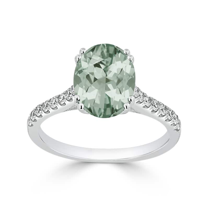 Auriya 1 5/8ct Fancy Oval Green Amethyst and Diamond Engagement Ring 1/4ctw 14k Gold