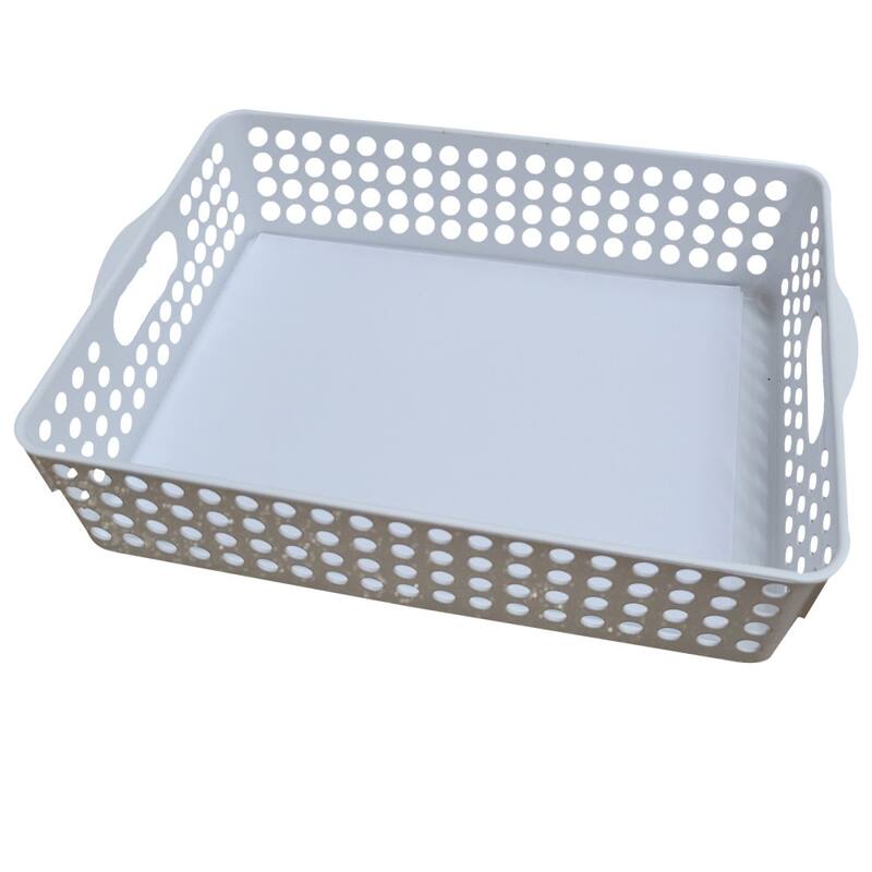 YBM Home Plastic Paper Organizer Basket Tray for Office Desk, Perforated Storage,