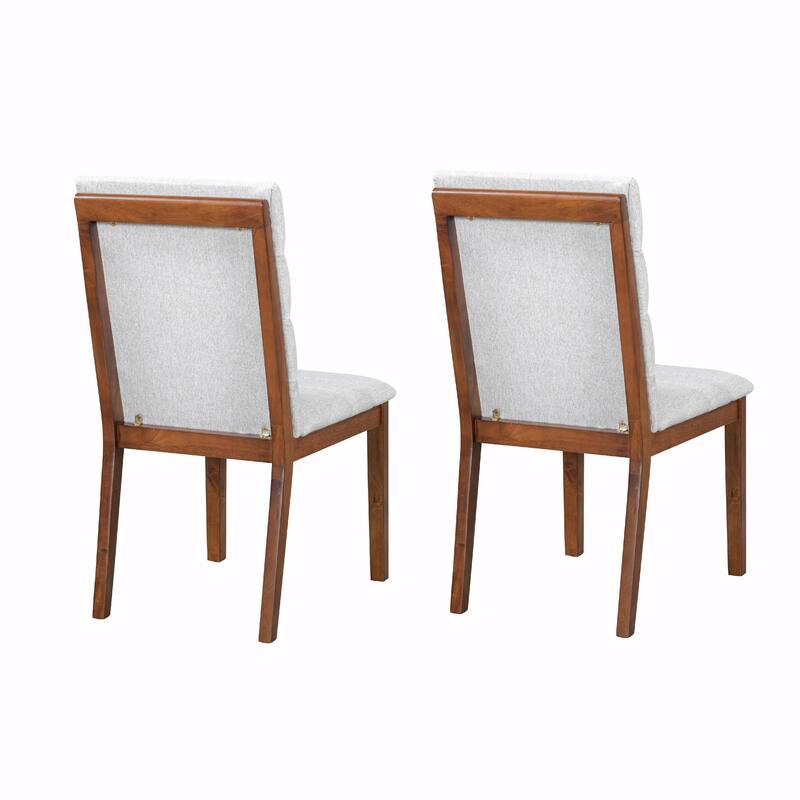 Comfy Tufted Chairs Set of 2 - Walnut Finish & High-Density Foam