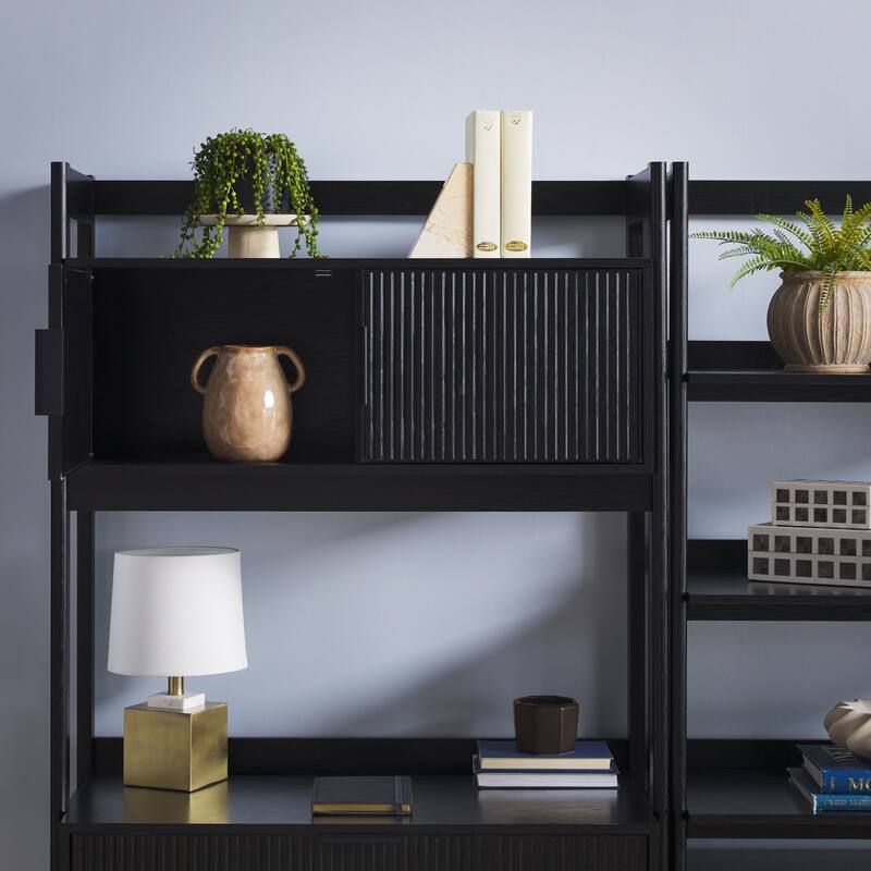 Walker Edison Hutch Desk with Wide Bookcase