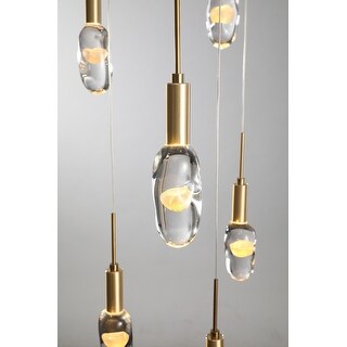 Gold Aluminum LED Chandelier With Clear Glass - Bed Bath & Beyond ...