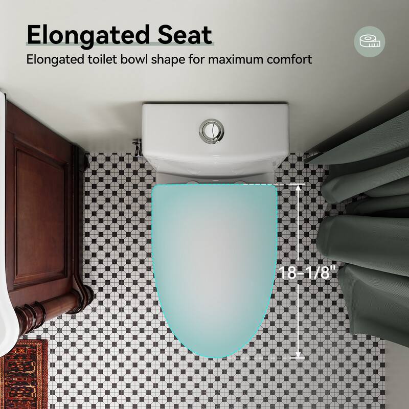 HOROW High Efficiency One Piece Dual Flush Elongated White Toilet 1.1/1.6 GPF Soft Closing Seat Included