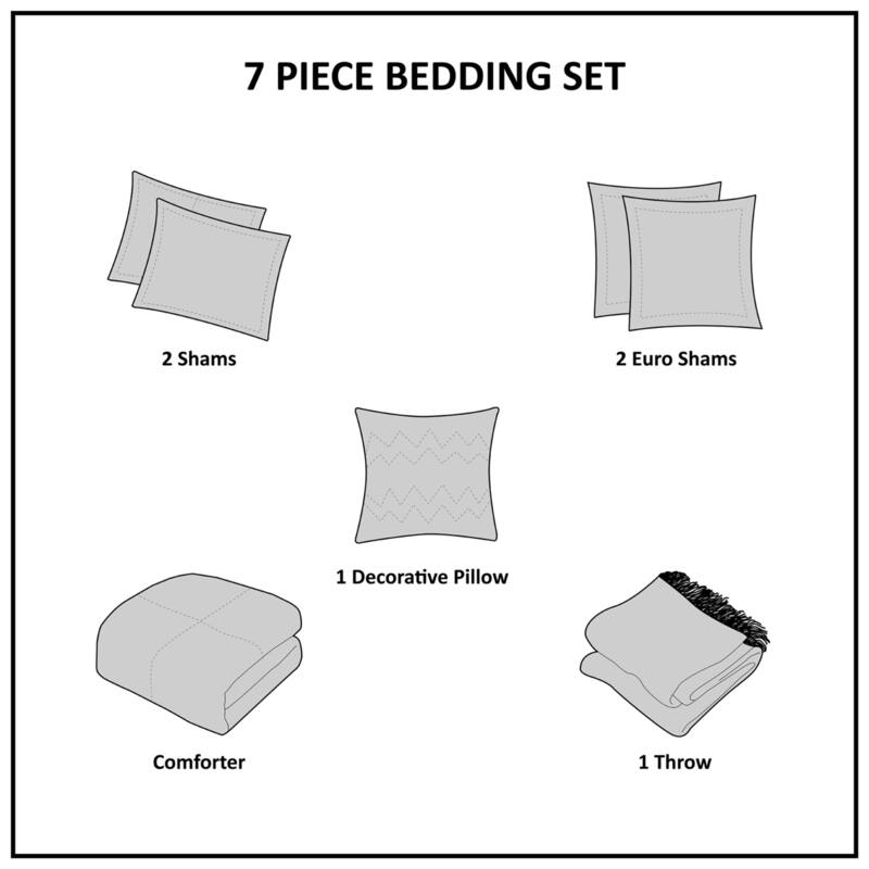 GDF Studio - Zennia 7 Piece Printed Seersucker Comforter Set with Throw Blanket