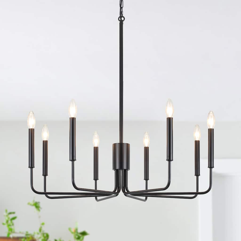 8 - Light Candle Style Chandelier Farmhouse Light Fixture for Kitchen Island Bedroom Entryway