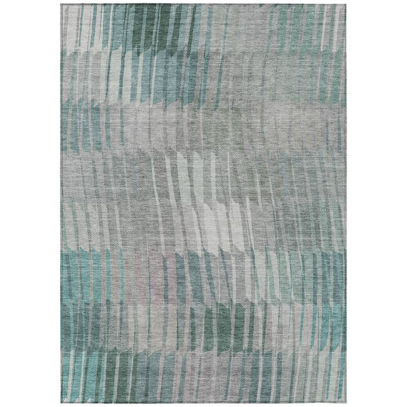 Machine Washable Indoor/ Outdoor Casual Stripe Chantille Rug
