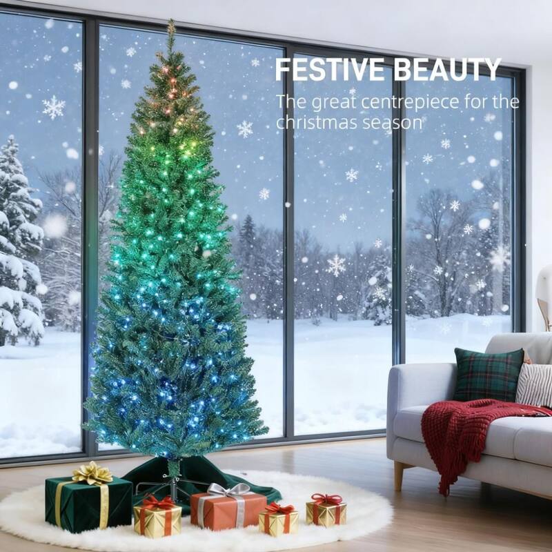 6 Foot Artificial Christmas Tree with 240 LED Lights and Remote Control - Green