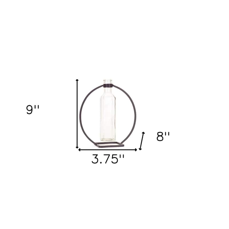 HomeRoots Set of Four 9" Metal Gray Round Wall Vase - 3.75