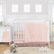 preview thumbnail 1 of 4, Pink Boho Collection Girl 4pc Nursery Crib Bedding Set - Solid Color Blush Shabby Chic Princess Luxurious Luxury Elegant Vintage