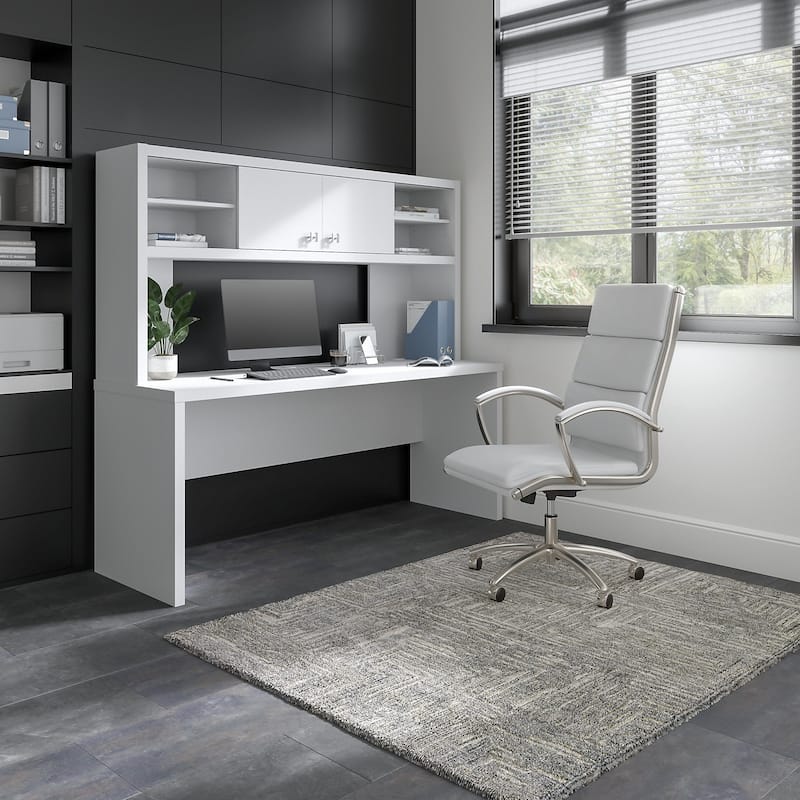 Echo 72W Computer Desk with Hutch by Bush Business Furniture - Pure White
