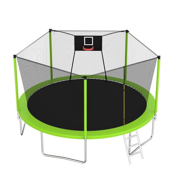 slide 2 of 9, Trampoline with Basketball Hoop and Net, Outdoor Recreational Trampolines Kids