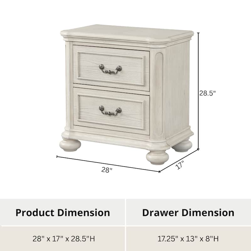 Roundhill Furniture Nelson French Traditional 3-Piece Bedroom Set, Antique White