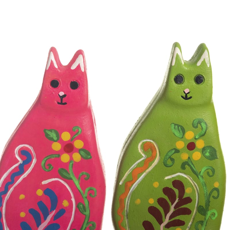 Novica Handmade Colorful Cats Ceramic Figurines (Set Of 3)