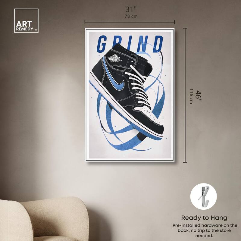 Blue Ribbon Sneaker Canvas by Art Remedy