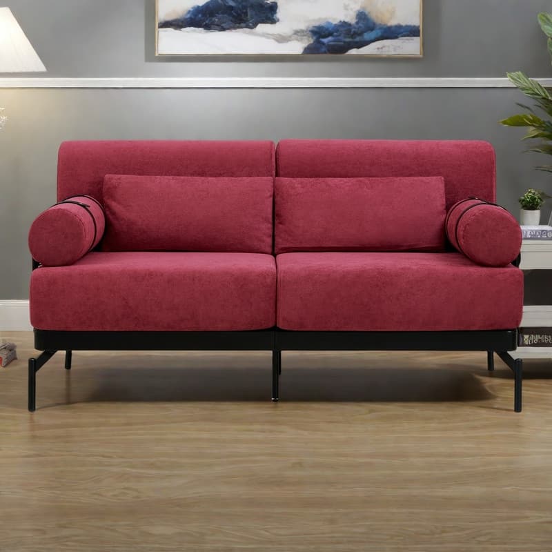 59" Chenille Modern Loveseat Sofa with USB Charging Ports, Cylindrical Armrests, and 440lb Capacity