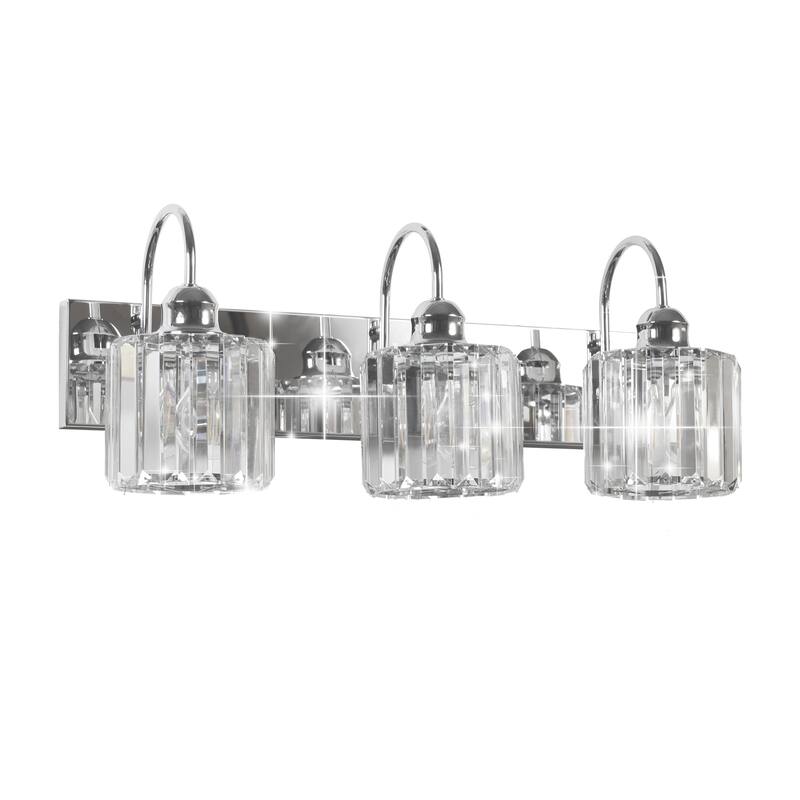 ExBrite Modern Silver Dimmable Bathroom Vanity Light - 3-Lights