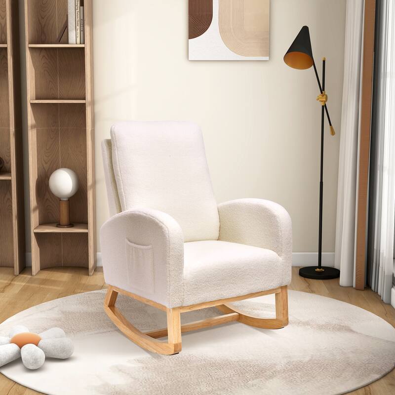 27.2"W Sherpa Rocking Chair with Side Pocket