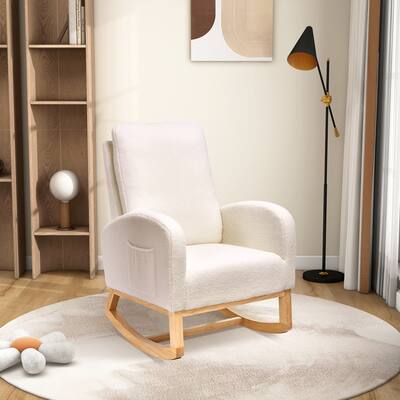 27.2"W Sherpa Rocking Chair with Side Pocket