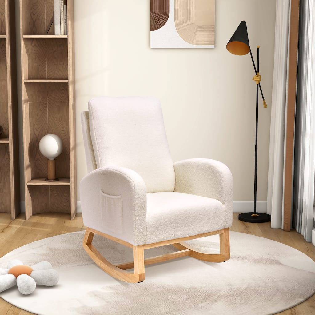 27.2"W Sherpa Rocking Chair with Side Pocket
