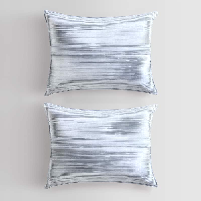Calvin Klein Wavy Stripe Cotton Blue Reversible Comforter Set