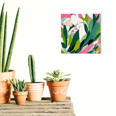 Wynwood Studio Canvas Floral and Botanical Aromatic Pastel Green and Tropical Wall Art Canvas Print - Green, Pink