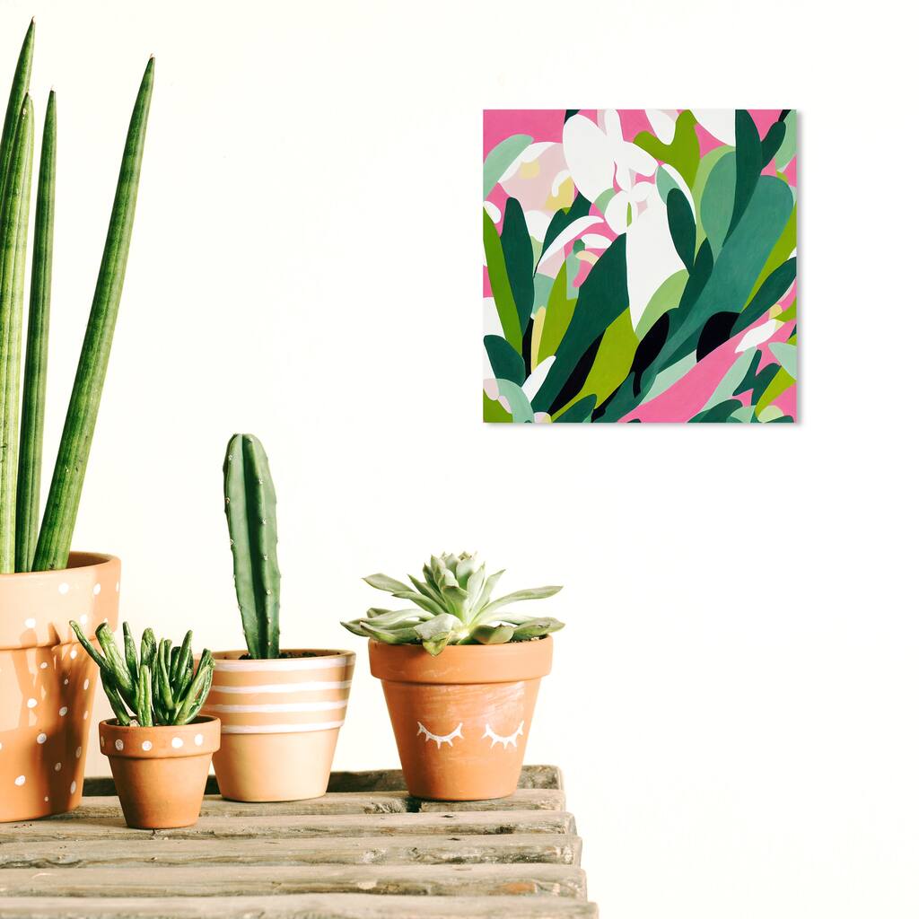 Wynwood Studio Canvas Floral and Botanical Aromatic Pastel Green and Tropical Wall Art Canvas Print - Green, Pink