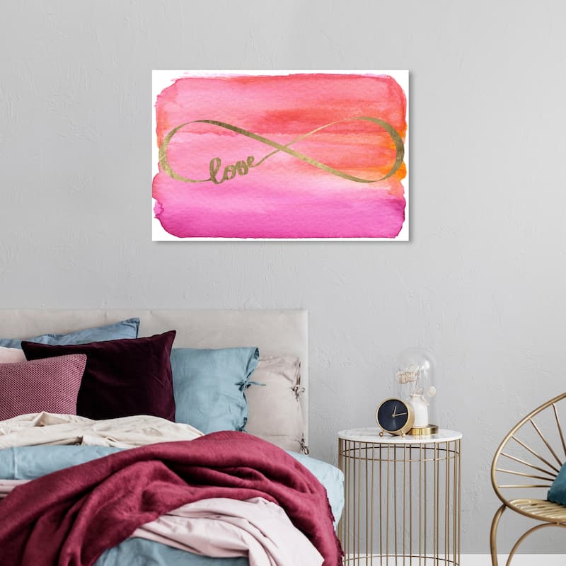 Wynwood Studio Canvas Typography and Quotes Love Infinity Gold Pink and Gold Modern & Contemporary Wall Art Canvas Print - 24 x 36