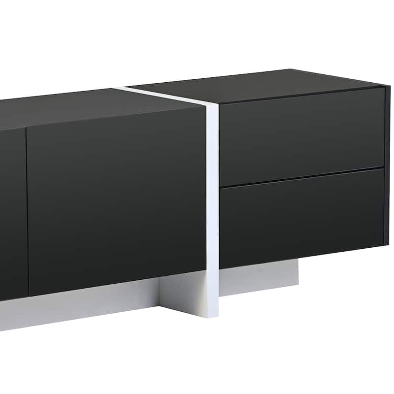 Rectangular High Gloss TV Stand for Living Room, Entertainment Media Console, Wood TV Storage Cabinet for TVs Up to 80"