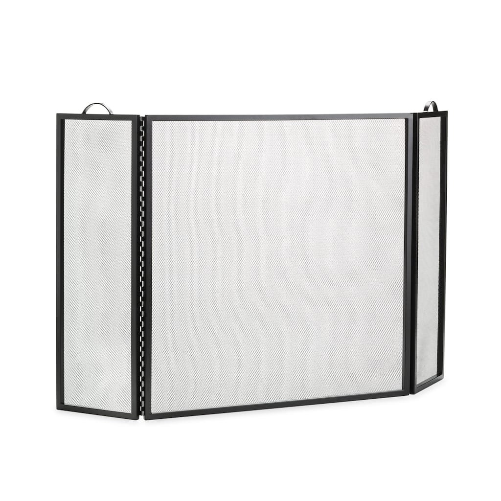Classic Tri-Fold Flat-Guard Fire Screen - Black