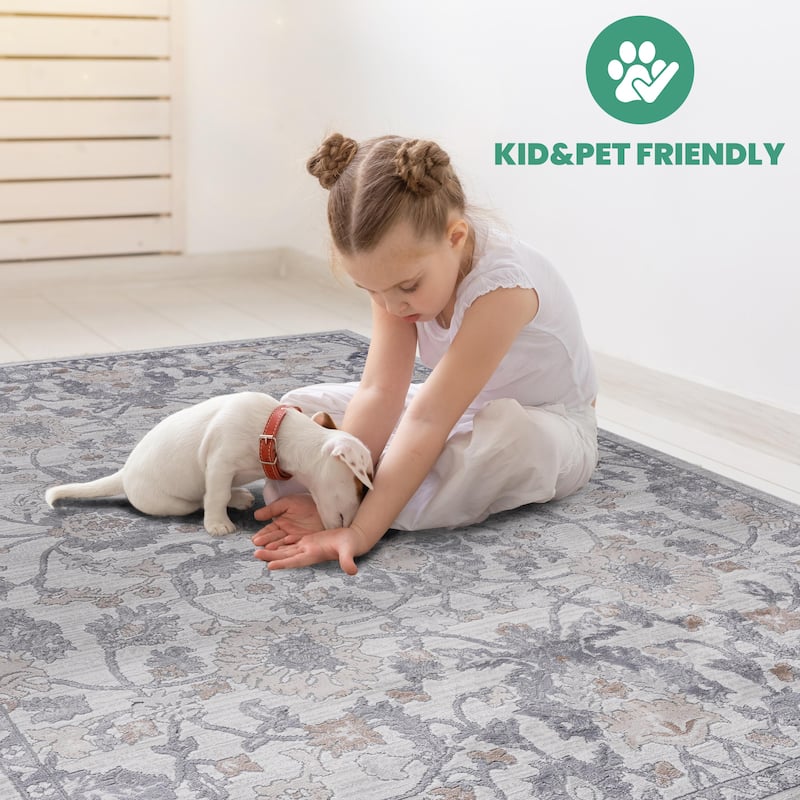 MARFI Collection Sand / Ivory / Oriental Non-Shedding Area Rug