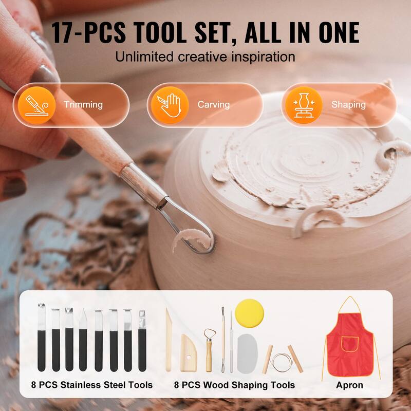 Pottery Wheel, 11 inch Pottery Forming Machine, 450W Electric Wheel for Pottery with Foot Pedal and LCD Touch Screen - 11 inch