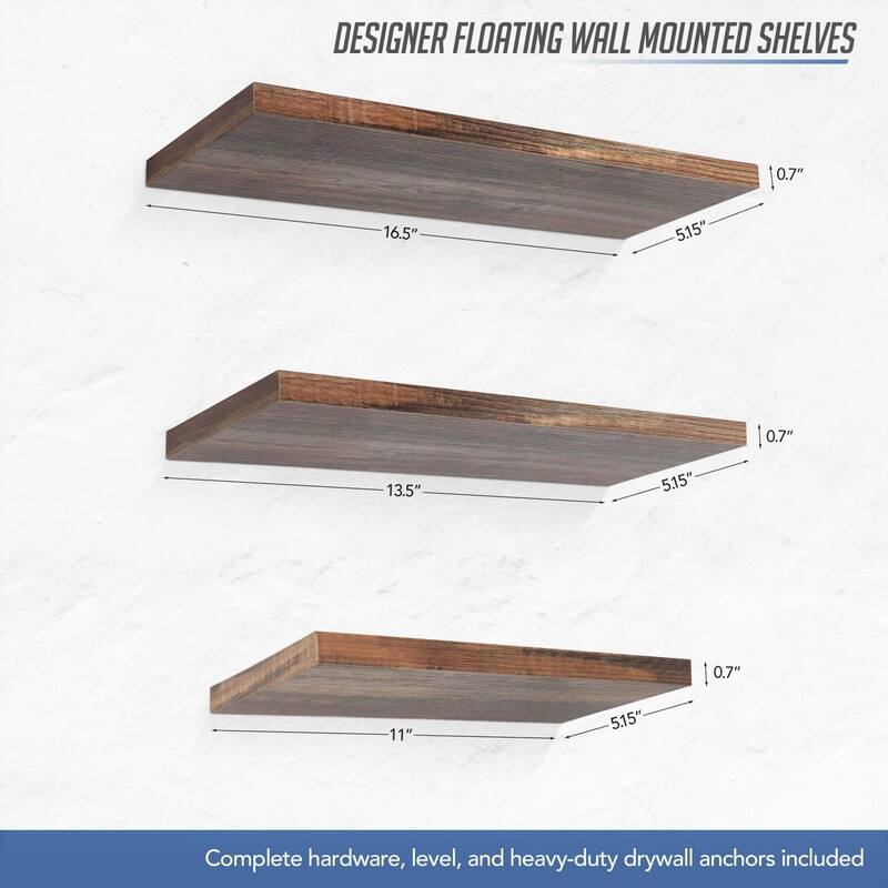 Wall Mounted Display Ledge Floating Wall Shelves Set of 3