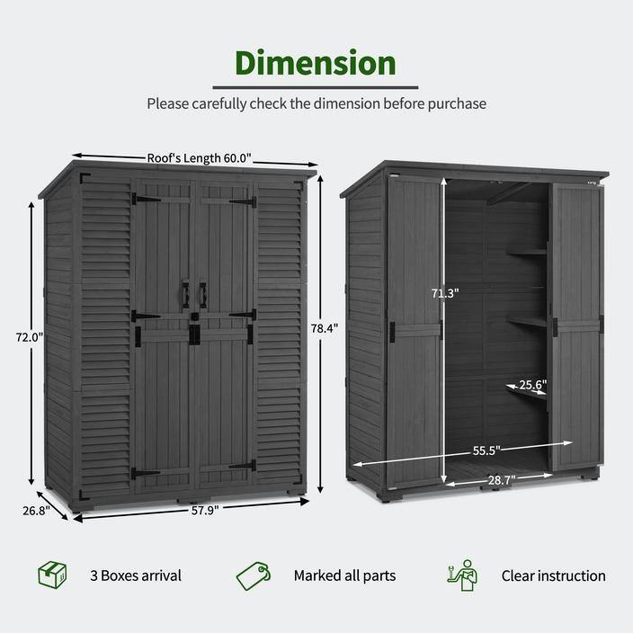 MCombo Outdoor Storage Cabinet Shed, Garden Tool Shed with Waterproof Asphalt Roof, 1738