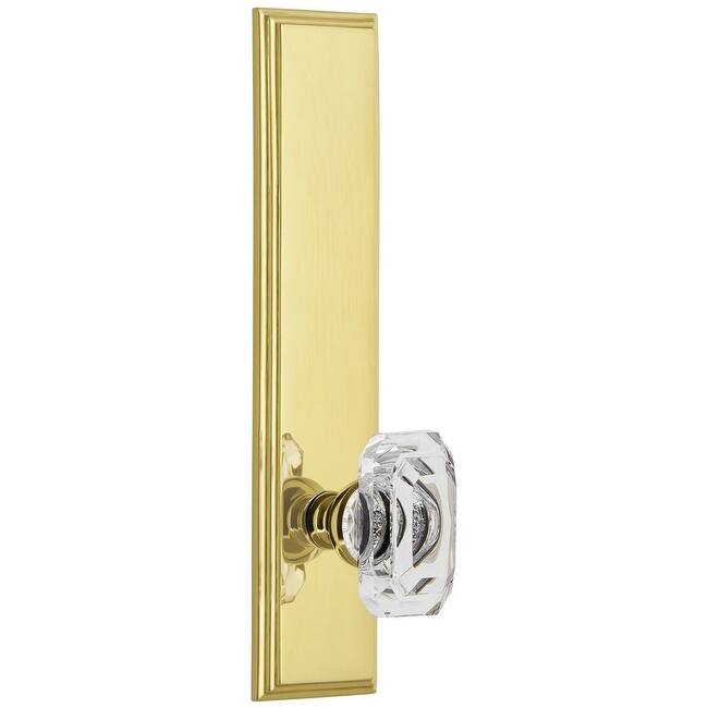 Grandeur Carre Solid Brass Tall Plate Rose Single Dummy Door Knob with - Polished Brass