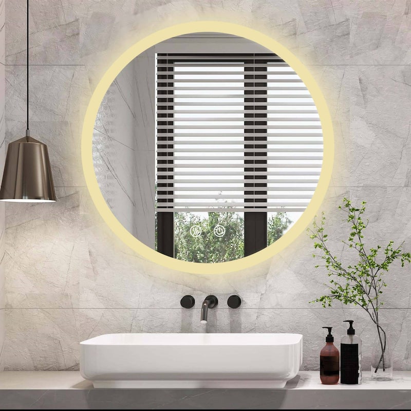 24-inch Round Frameless Dimmable LED bathroom Vanity Mirror