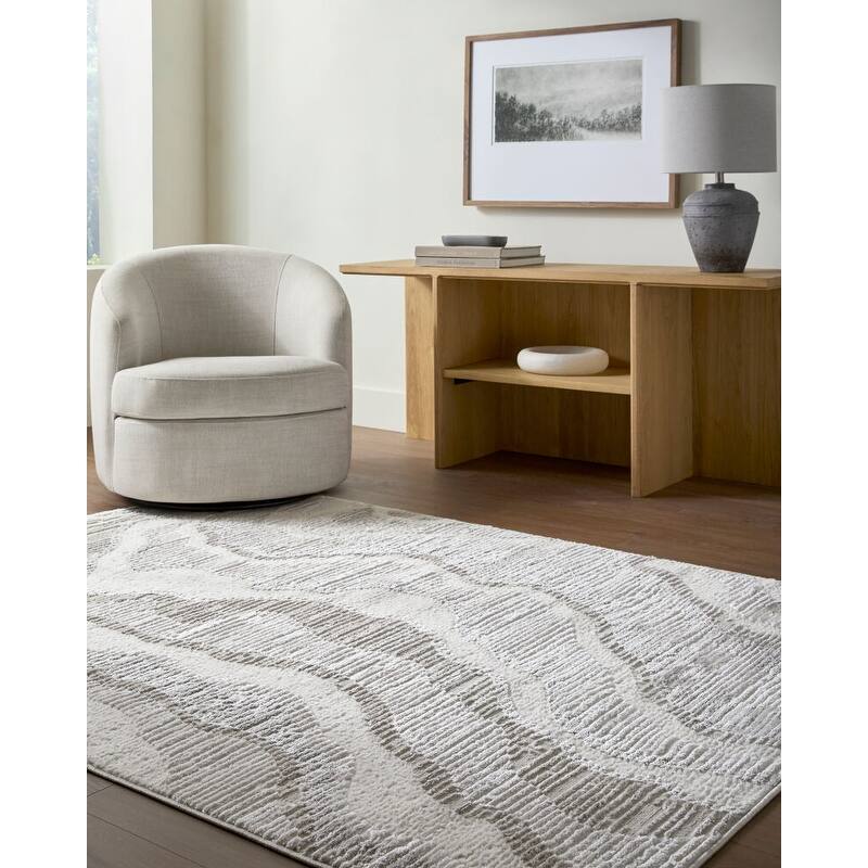 Livabliss Wolly Modern Area Rug - 7'10" x 10' - Grey/Cream