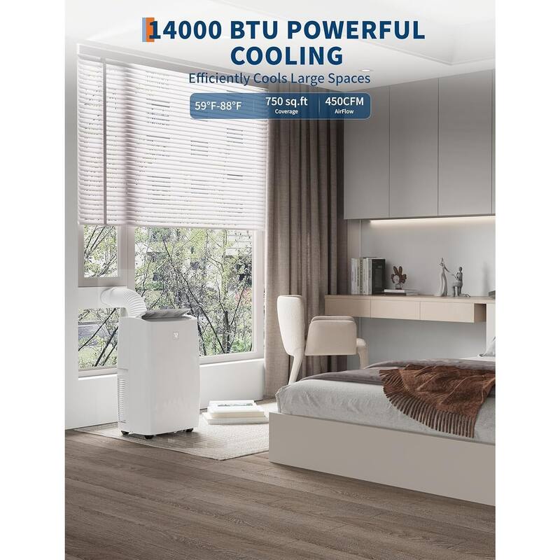 14000 BTU Portable Air Conditioner with 6 Modes