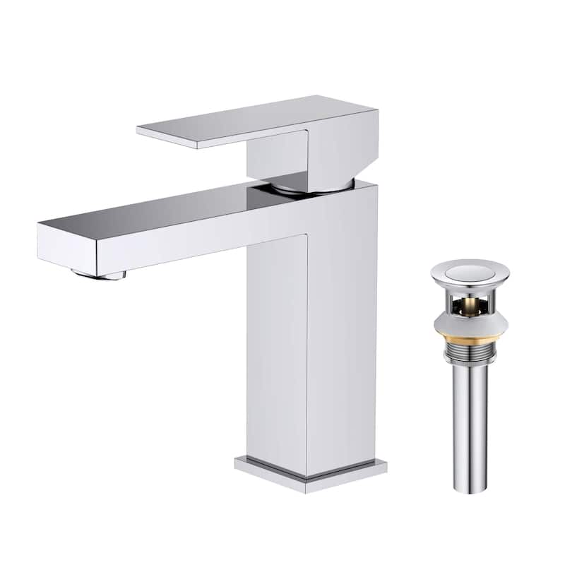 Single Handle Bathroom Sink Faucet with Pop Up Drain - Chrome