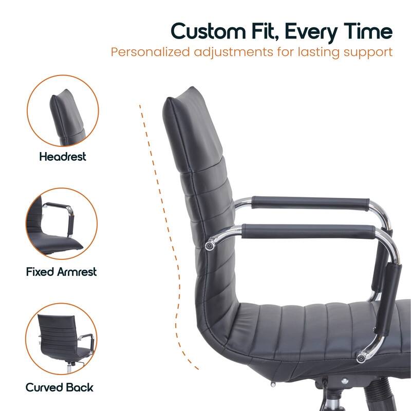 Harris Ergonomic Mid-Back Leather Office Chair with Metal Frame, Adjustable Height, Tilt Lock, and Swivel for Home Office