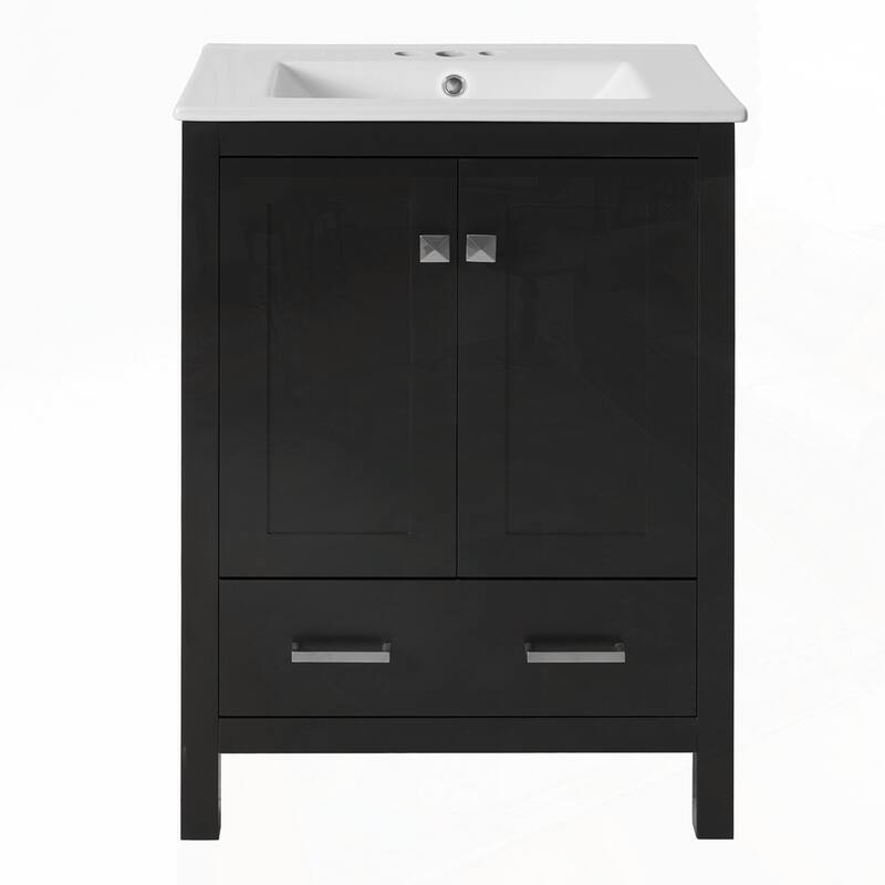 bathroom vanity with integrated undermount basin and a storage cabinet featuring 2 doors and 1 drawer