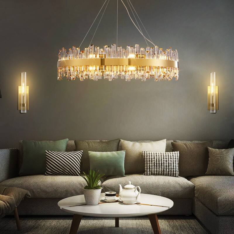 KAYLA 16-Light Gold Crystal Chandelier, Modern K9 Crystal