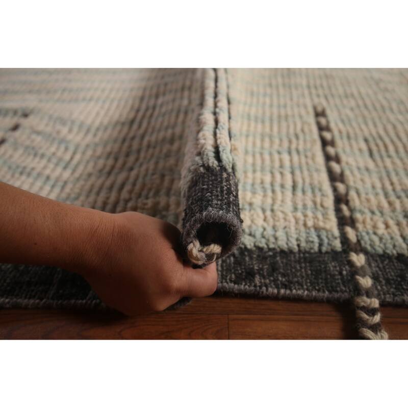 Ivory Moroccan Oriental Large Area Rug Hand-Knotted Wool Carpet - 12'0"x 15'3"