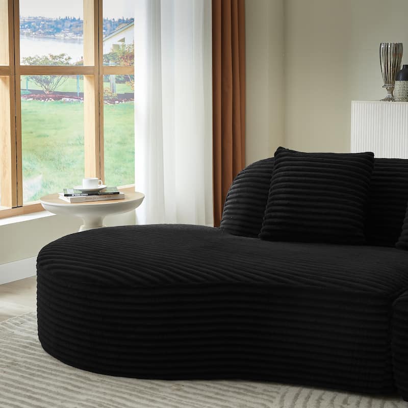 Corduroy Upholstered Curved Sectional Sofa Compressed Modular Couch