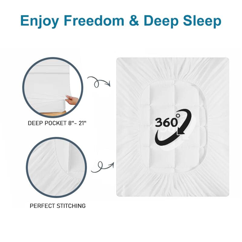 Breathable Down Alternative Mattress Topper with 8-21in Deep Pocket